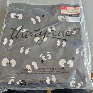 Thirty-One Black Essential Storage Tote with Spooky Eyes Design